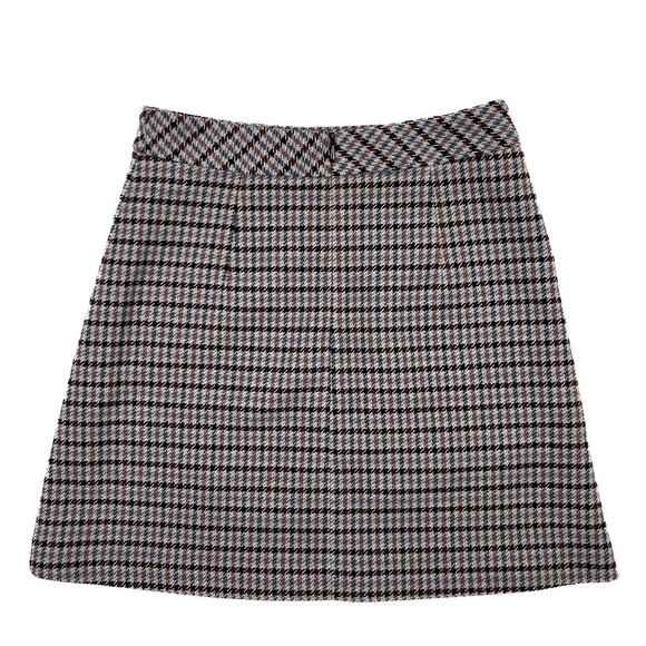 Zara Woman Houndstooth Pencil Mini Embroidered Floral Applique Silver Studs XS - Picture 3 of 6